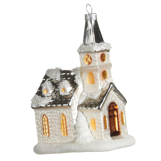 Snowy Church Ornament