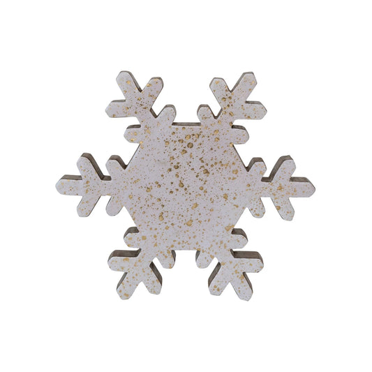 Mango Wood Snowflake with Gold Splatter