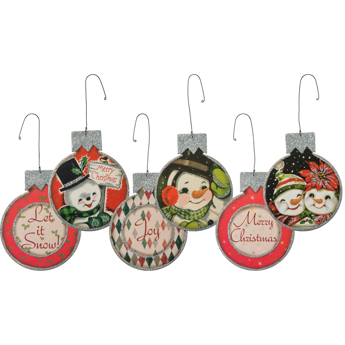 Jolly Snowman Vintage Ornament - Set of 6