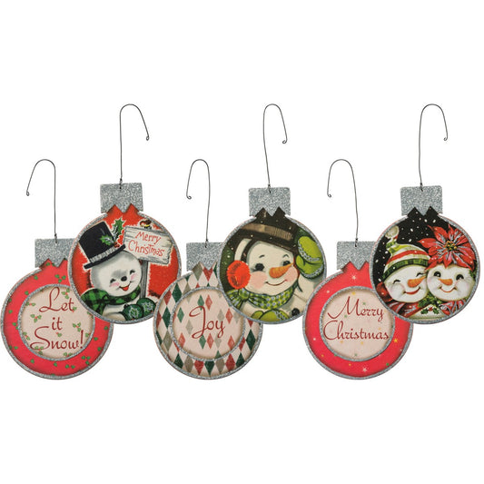 Jolly Snowman Vintage Ornament - Set of 6
