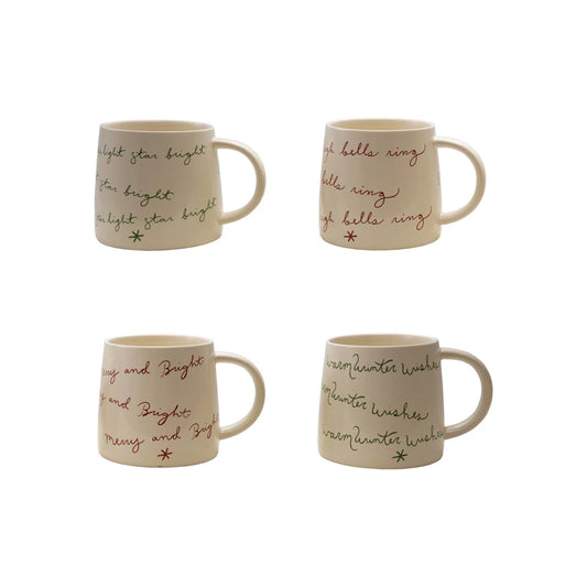 Stoneware Mugs with Holiday Sayings