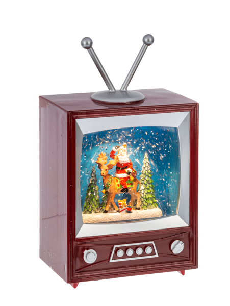 LED Light Up Shimmer Retro TV Figurine