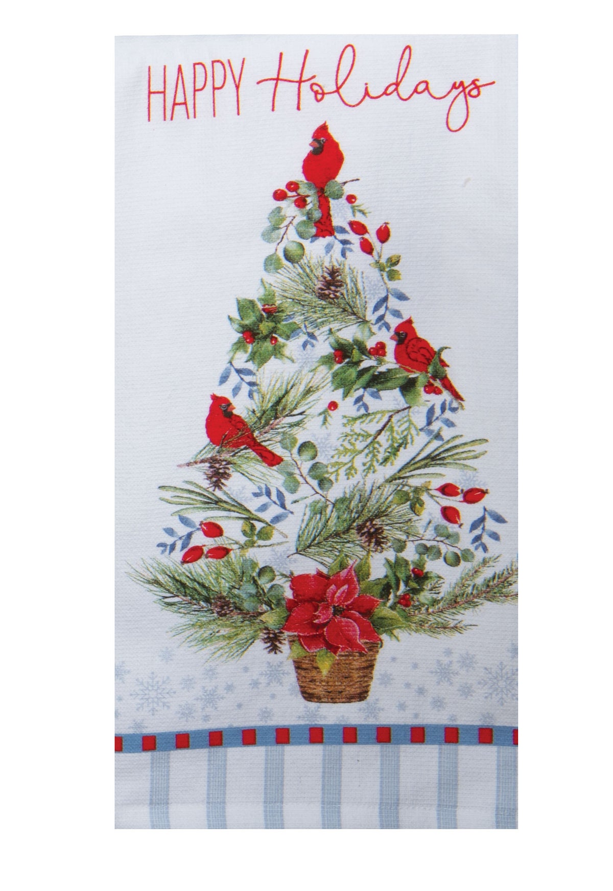 Winter Blue Cardinal Tree Dual Purpose Towel