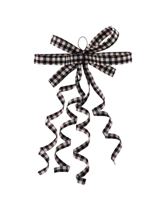 Black/White Plaid Bow Ornament
