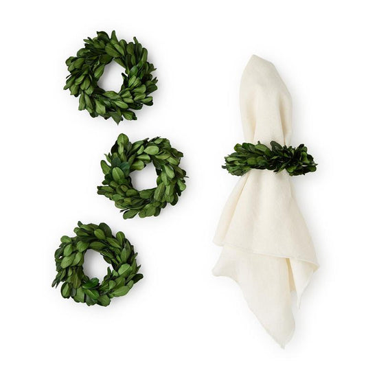 Boxwood Wreath Napkin Rings - set of 4