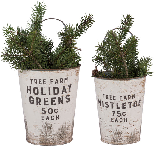 holiday, greens, buckets, christmas tree, farm