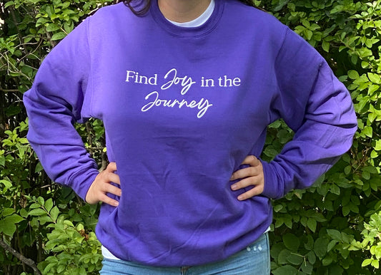 joy, journey, inspirational, crewneck, sweatshirt, purple