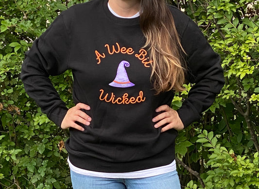 A wee bit wicked Halloween sweatshirt, crewneck, clothing