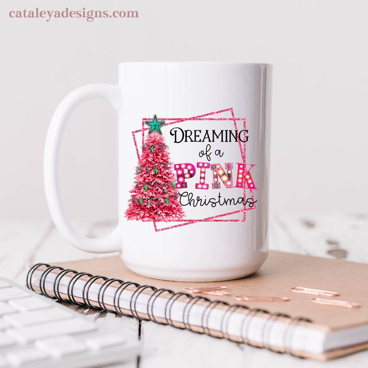 pink, christmas, mug