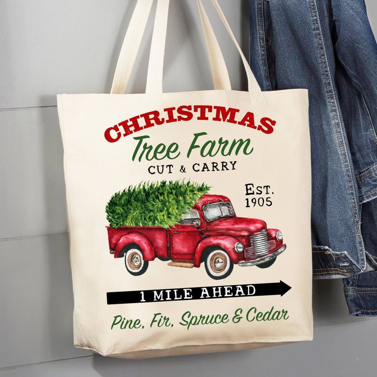 Red Pick-Up Truck Tote Bag