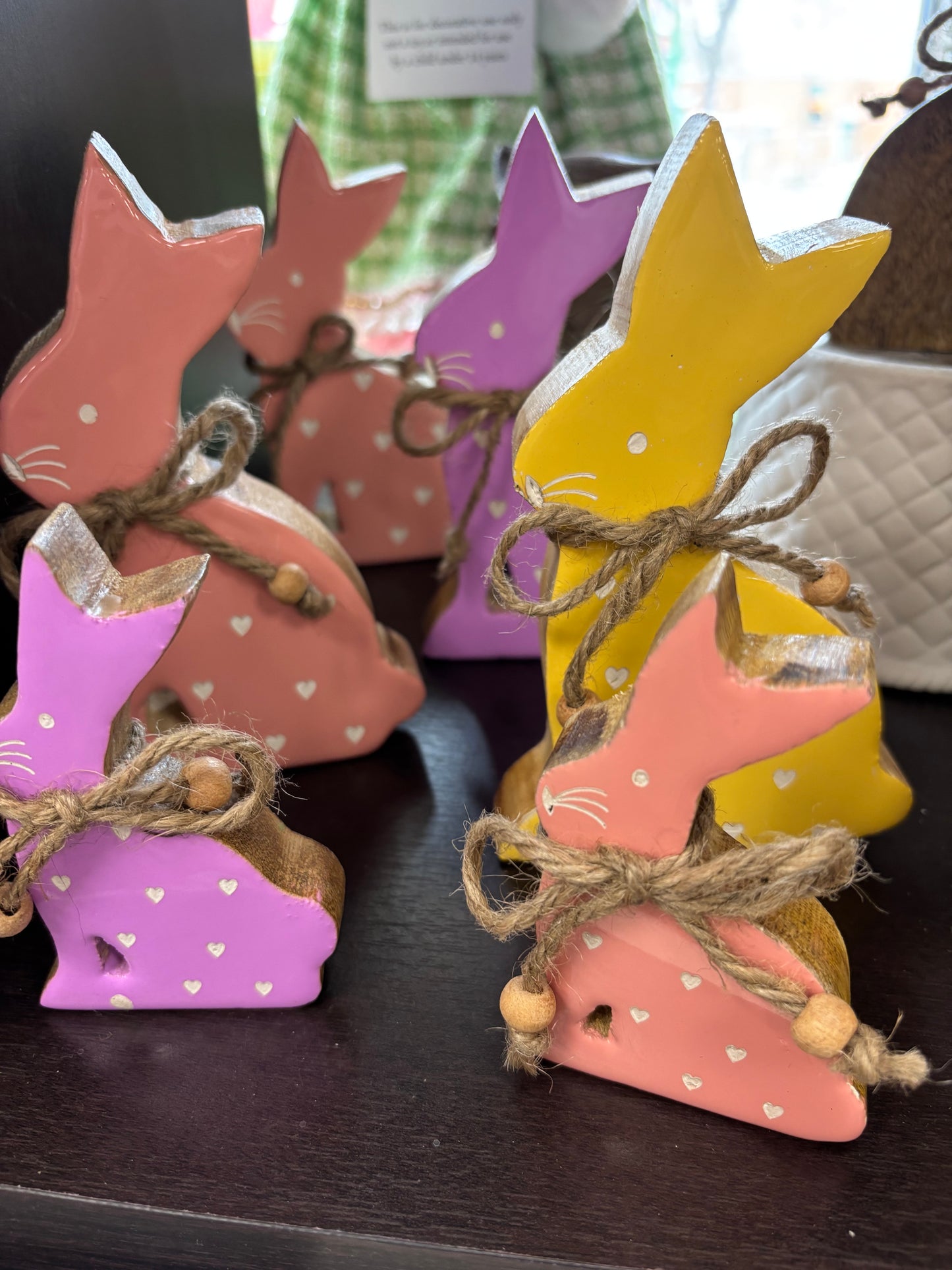 Mango Wood Enamel Bunnies - 3 sizes & colors