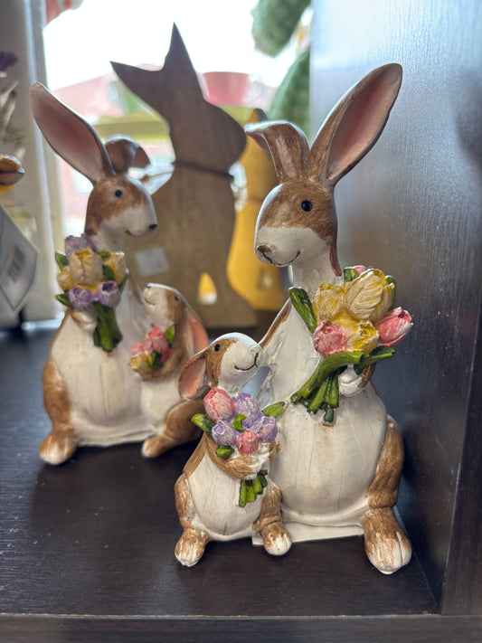 Easter Bunnies with Flowers