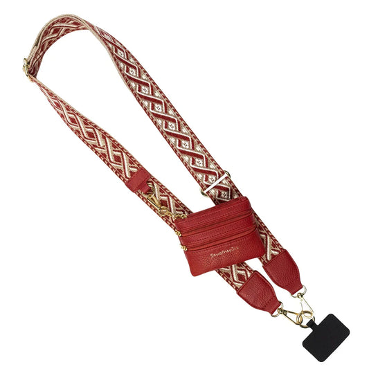 Clip & Go Strap with Zippered Pouch- XOXO Red (Hardware: Gold)