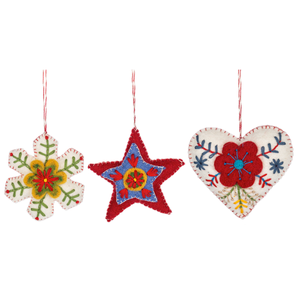 Embroidered Holiday Ornaments- 3 styles
