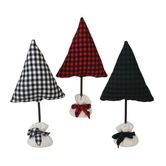 Small Plaid Trees - Set of 3