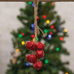 Red Jingle Bell Cluster on Jute