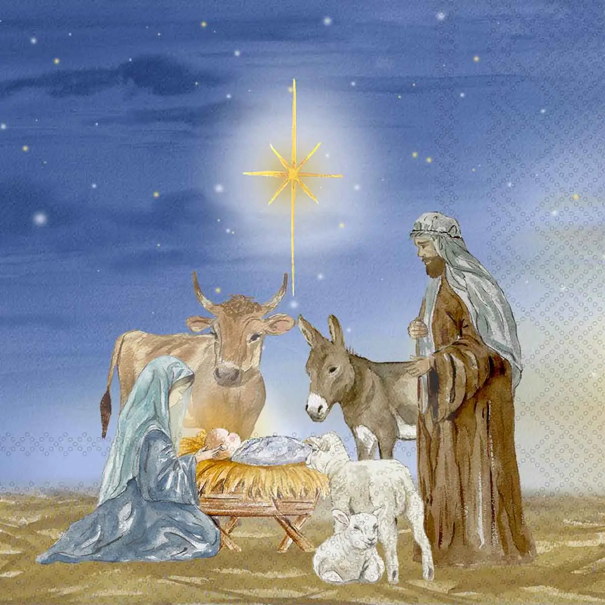 Starry Nativity Cocktail Napkin