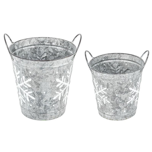 Tin Snowflake Bucket - 2 Sizes