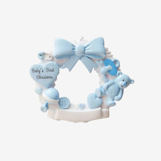 Baby's First Ornament- Baby Boy Wreath