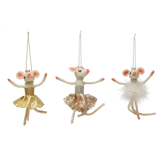 Ballerina Mouse Ornaments -3 stylrs