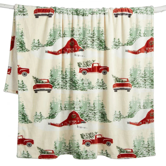 Barn and Truck Plush Throw