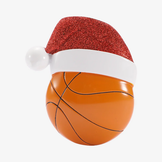 Basketball with Santa Hat Ornament