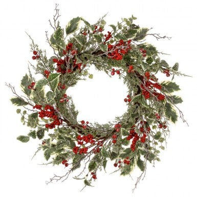 Winter Wreath with Berries and Holly