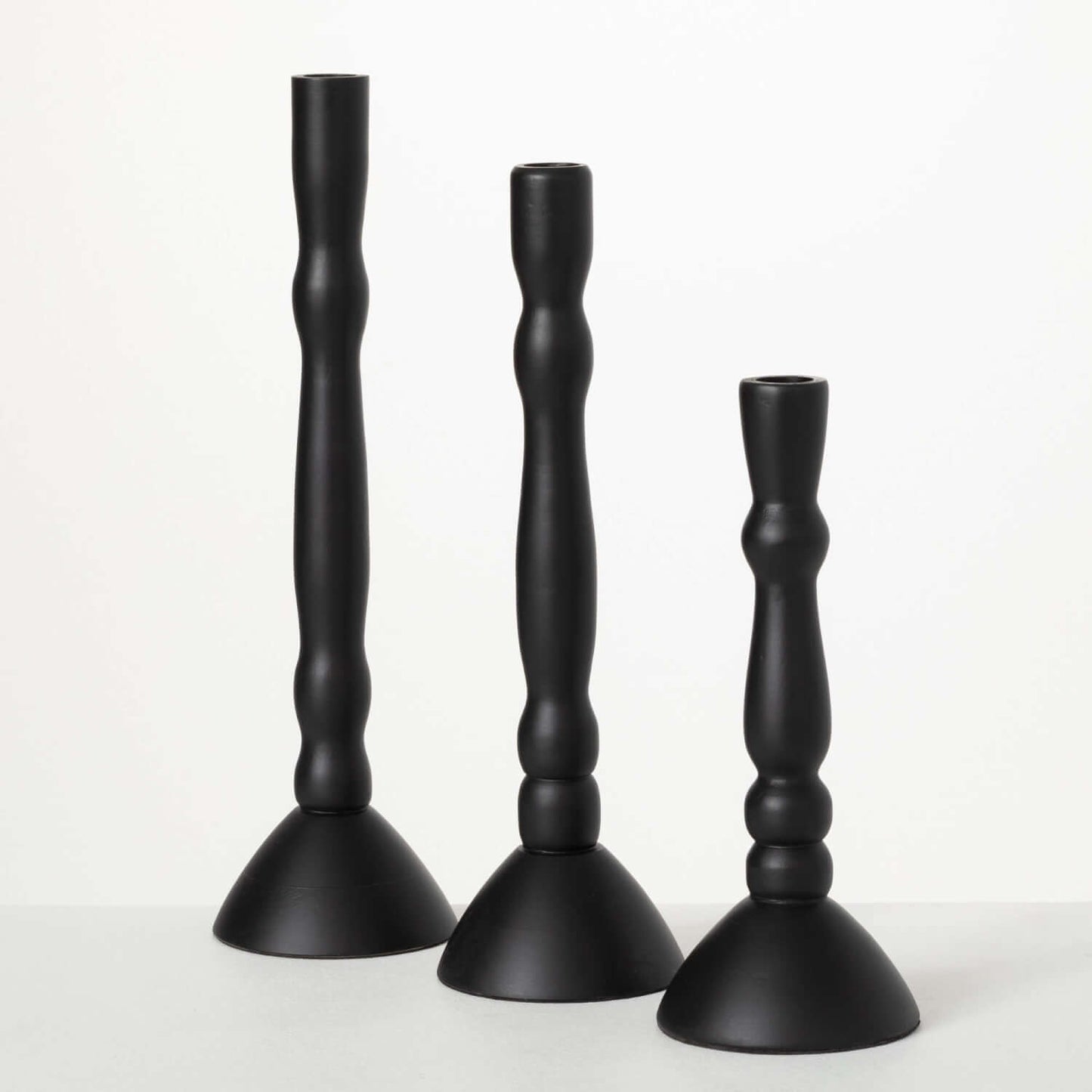 Black Candlestick Holders - Set of 3