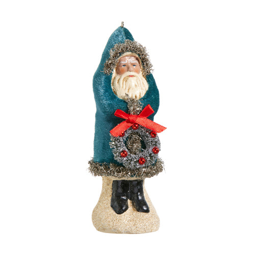 Blue Velvet Belsnickel Santa Ornament