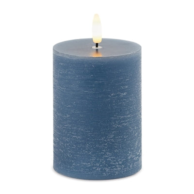 Battery Operated Blue Pillar Candle