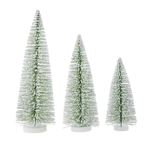 Flocked Bottle Brushed Trees- 3 sizes