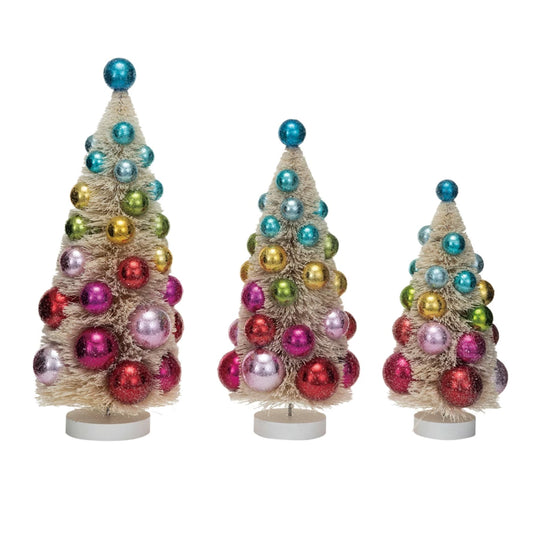 Bottle Brush Tree with Ornaments - 3 sizes