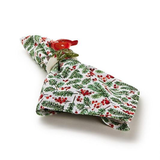 Cardinal and Holly Napkin Ring