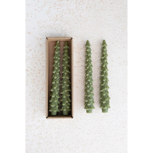 Tree Shaped Taper Candles - Cedar Green