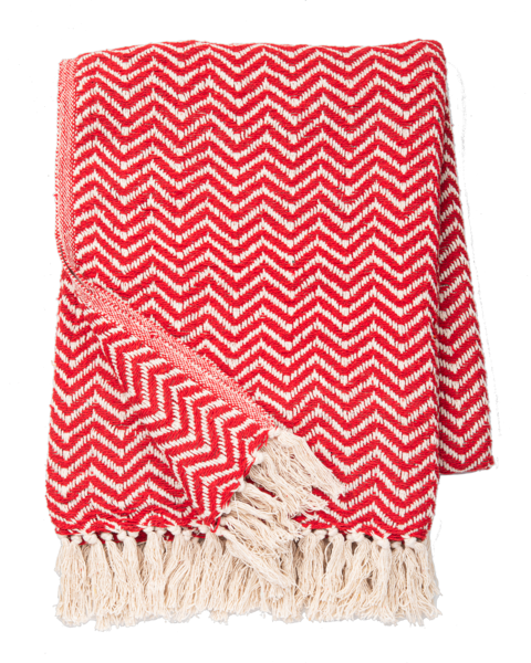 Woven Red Chevron Throw