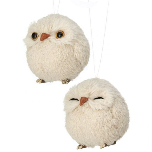 Chubby Snow Owl Ornament - 2 styles