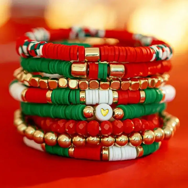 Holiday Stretchy bracelet - set of 8