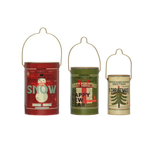 Metal Christmas Buckets with Handles