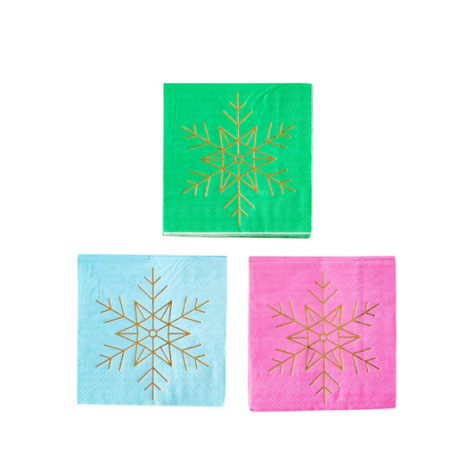 Foiled Snowflake Paper Cocktail Napkins