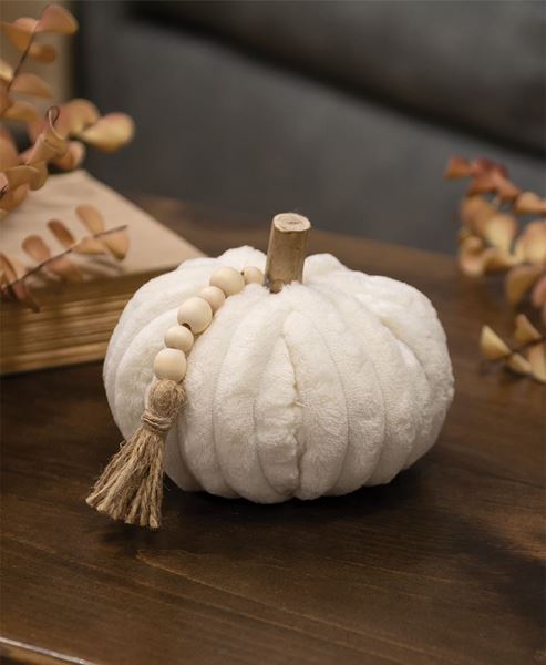 Cream Ribbed Pumpkin - Medium