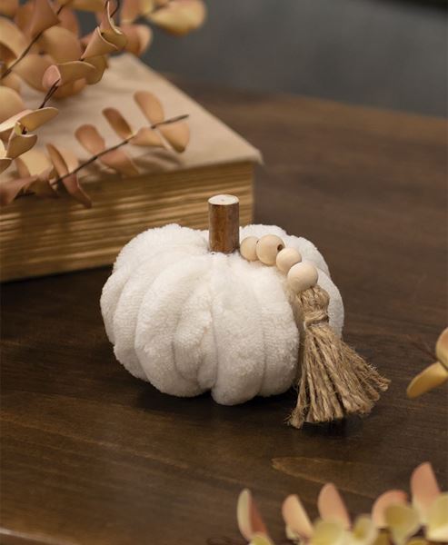 Cream Ribbed Pumpkins - Small