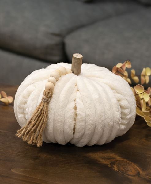 Cream Ribbed Pumpkin -Large