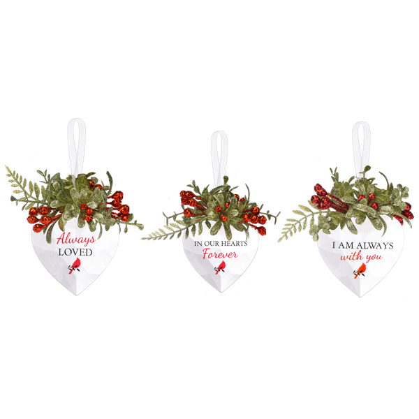 Mistletoe Sentiment Heart Ornaments - 3 styles