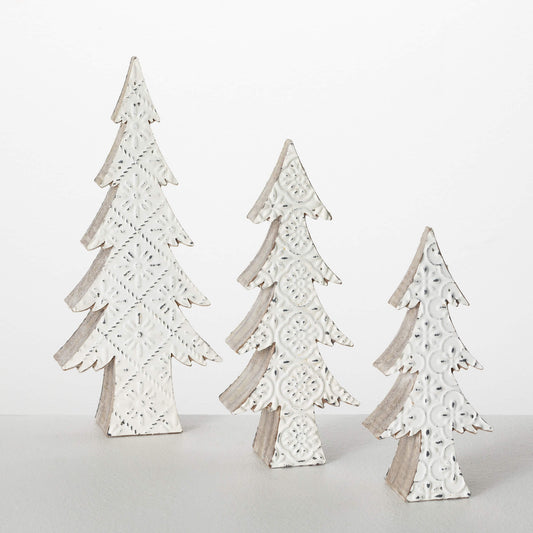 White Embossed Trees - 3 sizes