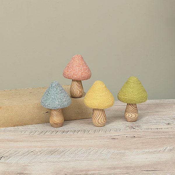 Wood and Felt Mushrooms - 4 colors