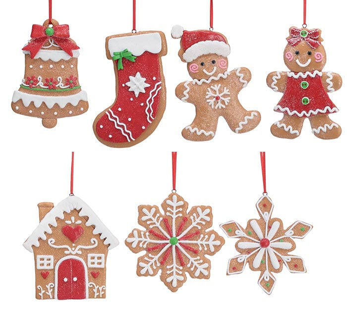 Claydough Gingerbread Ornaments - Set of 7