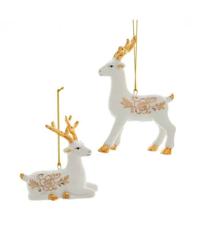 White & Gold Deer Ornaments - 2 styles