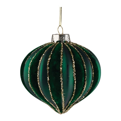 Green Ornament with Gold Glitter