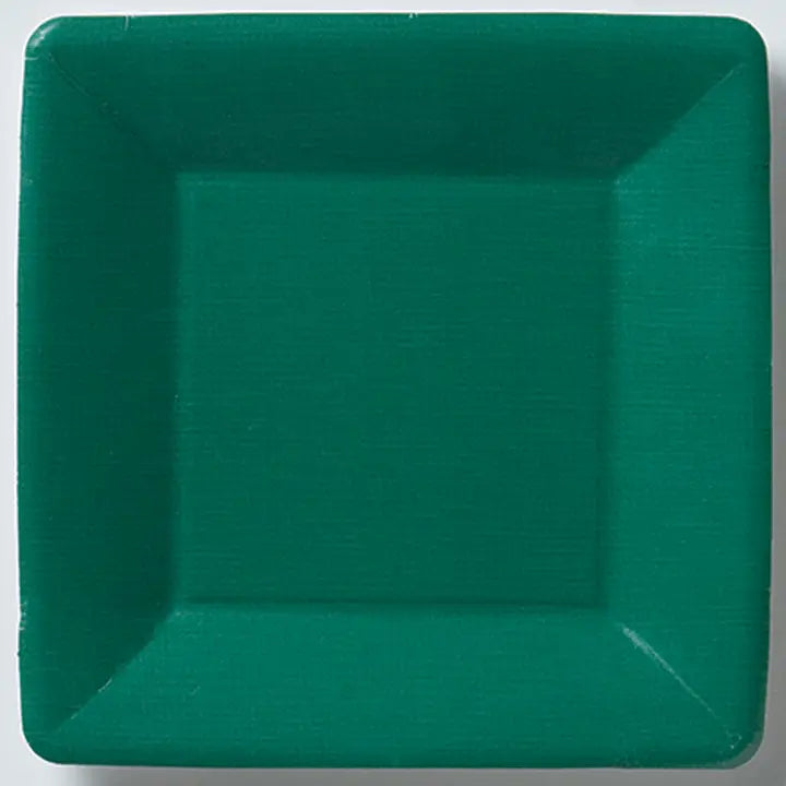 7" Square Paper Plates -Classic Linen Dark Green