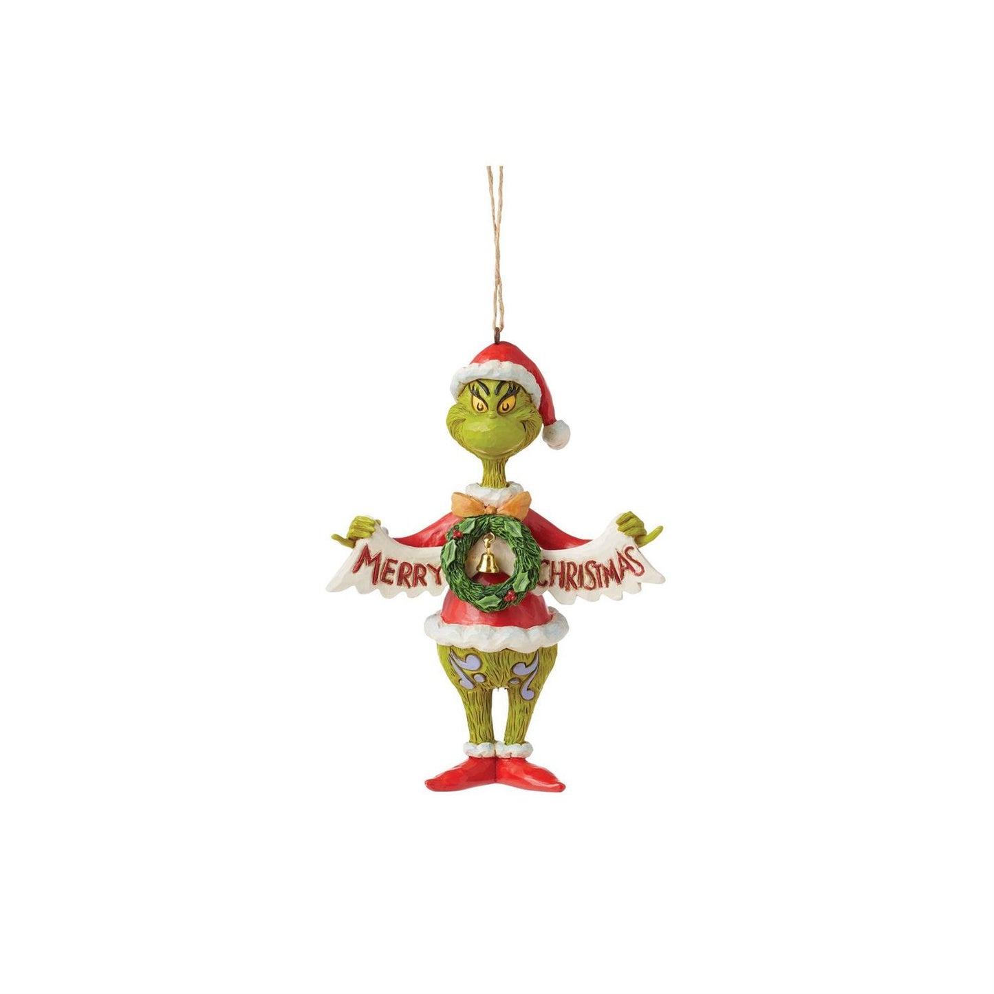 Grinch Holding Banner Ornament